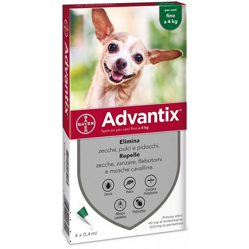 ADVANTIX SPOT ON 4PIPETTE 0-4KG - Farmafamily.it