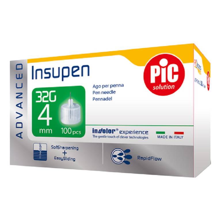 AGO PENNA INSULINA PIC INSUPEN ADVANCED GAUGE 32X4 MM 100 PEZZI - Farmafamily.it