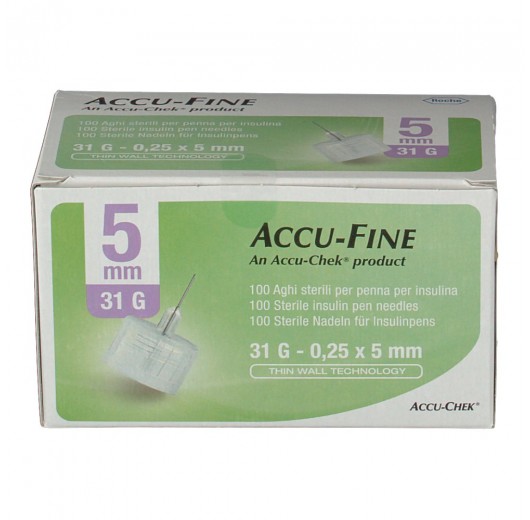 AGO PER PENNA DA INSULINA ACCU-FINE PEN NEEDLE ACCU-CHEK GAUGE 31 X 5MM 100 PEZZI - Farmafamily.it