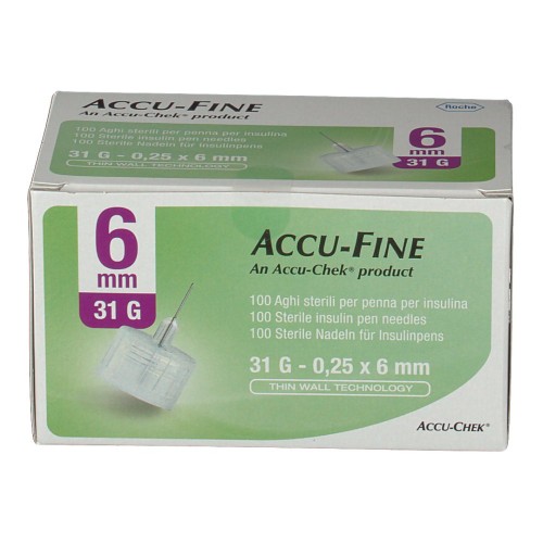 AGO PER PENNA DA INSULINA ACCU-FINE PEN NEEDLE ACCU-CHEK GAUGE 31 X 6MM 100 PEZZI - Farmafamily.it