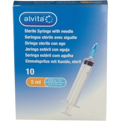 SIRINGA PER INFUSIONE E IRRIGAZIONE ALVITA 5 ML CON AGO 23 GAUGE 1 1/4 0,6X30MM 10 PEZZI - Farmafamily.it