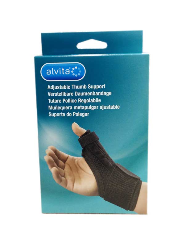 ALVITA TUTORE POLLICE REGOLABILE COLORE NERO TAGLIA 1 (12-19 CM) - Farmafamily.it