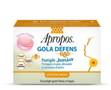 APROPOS GOLA DEFENS PRO 20 PASTIGLIE JUNIOR PANNA FRAGOLA - Farmafamily.it