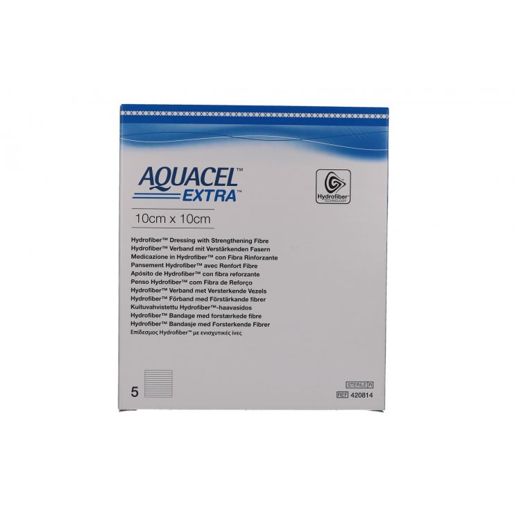 MEDICAZIONE IN TECNOLOGIA HYDROFIBER IN CARBOSSIMETILCELLULOSA SODICA E CELLULOSA RIGENERATA AQUACEL EXTRA 10X10 CM 5 PEZZI - Farmafamily.it