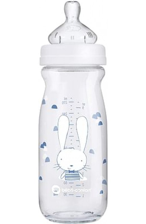 BEBE CONFORT BIBERON IN VETRO DA 270 ML TETTARELLA IN SILICONE T1 SWEET BUNNY - Farmafamily.it