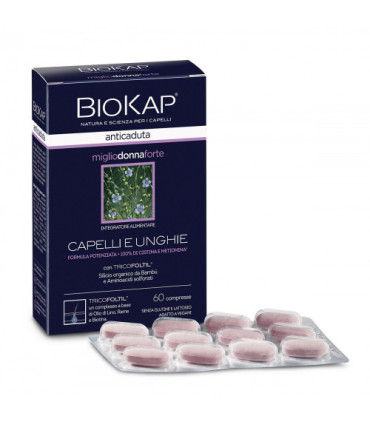 BIOKAP ANTICADUTA MIGLIO DONNA FORTE CON TRICOFOLTIL 60 COMPRESSE - Farmafamily.it