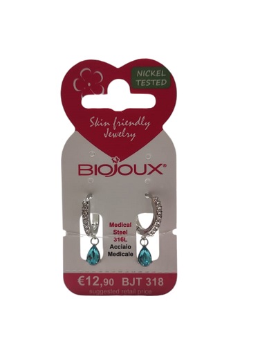 BJT318 ORECCHINO INES AQUA 24MM STEEL SILK - Farmafamily.it