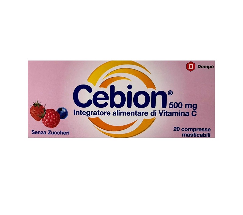 CEBION MASTICABILE SENZA ZUCCHERO VITAMINA C 500 MG 20 COMPRESSE - Farmafamily.it
