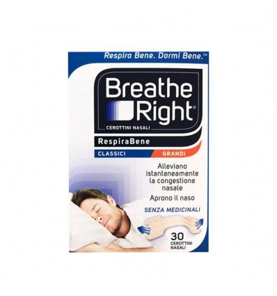 CEROTTI NASALI BREATHE RIGHT CLASSICI GRANDI 30 PEZZI - Farmafamily.it
