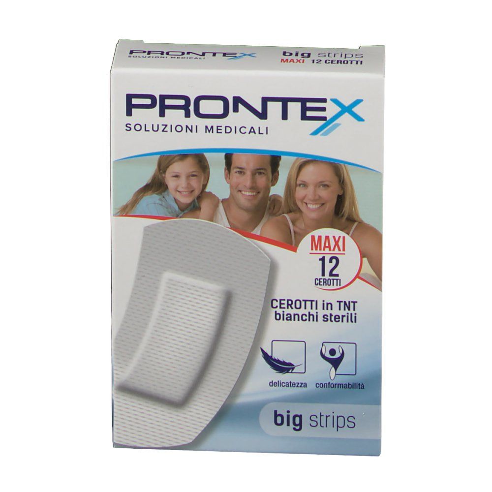 CEROTTO PRONTEX BIG STRIPS ASTUCCIO DA 12 PEZZI FORMATO MAXI - Farmafamily.it