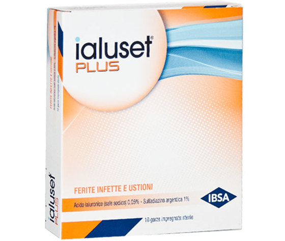 GARZA IALUSET PLUS IMPREGNATA DI CREMA DI ACIDO IALURONICO 0,05%, DI SULFADIAZINA ARGENTICA 1%, MACROGOL, GLICEROLO E ACQUA 10 X 10 CM 10 PEZZI - Farmafamily.it
