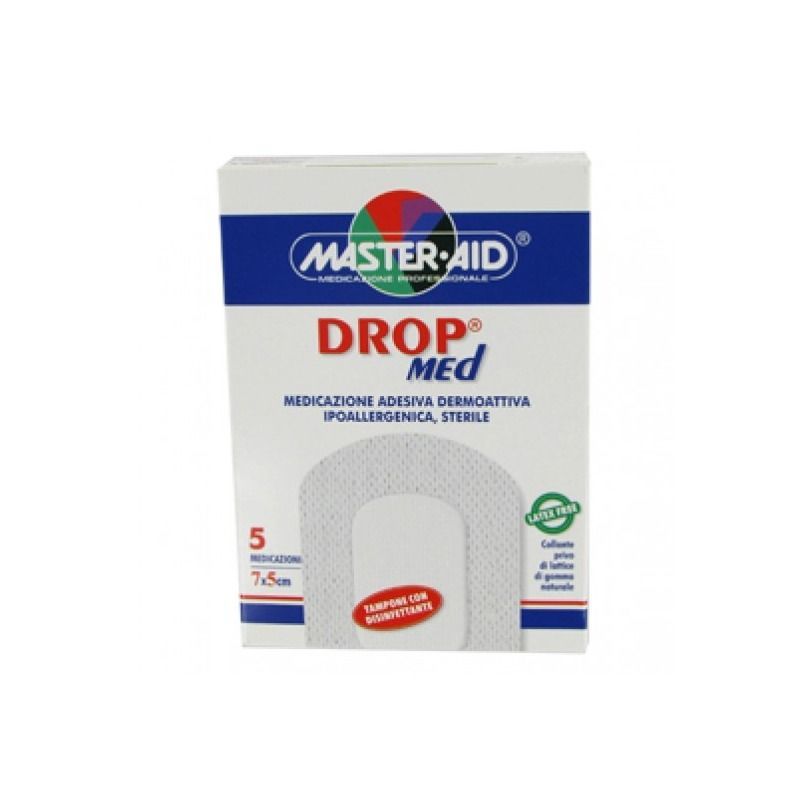 MEDICAZIONE COMPRESSA AUTOADESIVA DERMOATTIVA IPOALLERGENICA AERATA MASTER-AID DROP MED 7X5 5 PEZZI - Farmafamily.it