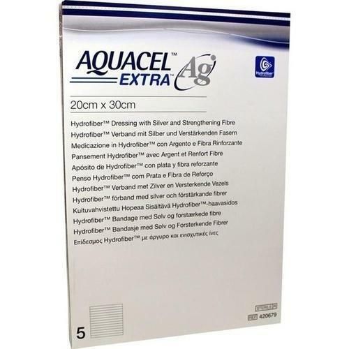 MEDICAZIONE IN HYDROFIBER E IONI ARGENTO INTESSUTA IN LYOCELL AQUACEL AG EXTRA DRS 20X30CM 5 PEZZI - Farmafamily.it