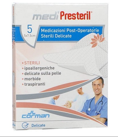 MEDICAZIONE POST OPERATORIA MEDIPRESTERIL IMPERMEABILE 7,5X5CM 5 PEZZI - Farmafamily.it