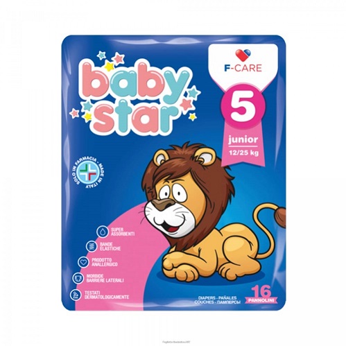 PANNOLINO BABYSTAR 12/25KG T5 16 PEZZI - Farmafamily.it