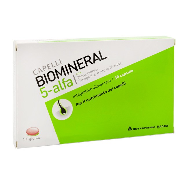 Rottapharm Biomineral 5-Alfa Integratore Alimentare Capelli 30 Capsule - Farmafamily.it