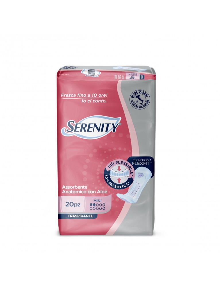 SERENITY ASSORBENTE ANATOMICO CON ALOE FLEXIT MINI 20 PEZZI - Farmafamily.it