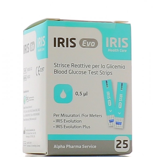 STRISCE MISURAZIONE GLICEMIA IRIS EVO 25 PEZZI - Farmafamily.it