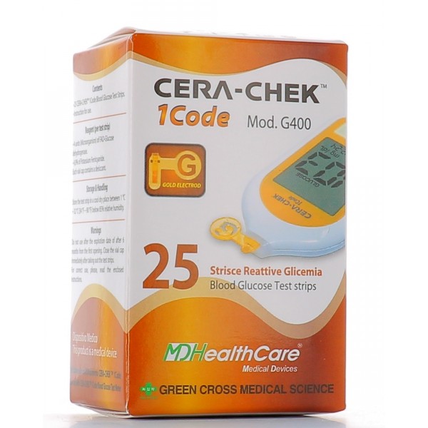 STRISCE REATTIVE AUTOCONTROLLO GLICEMIA CF CERA-CHEK 1 CODE 25 PEZZI - Farmafamily.it
