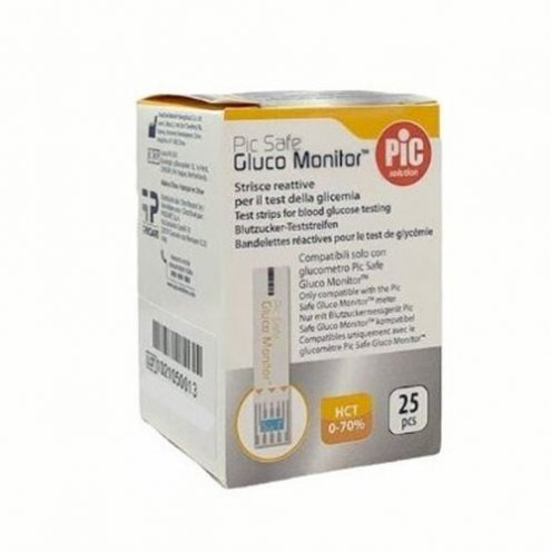 STRISCE MISURAZIONE GLICEMIA PIC GLUCO MONITOR 25 PEZZI - Farmafamily.it
