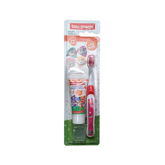 TAU MARIN SET BABY SMILE SPAZZOLINO 2-6 ANNI + DENTIFRICIO  FRAGOLA 20 ML  - Farmafamily.it