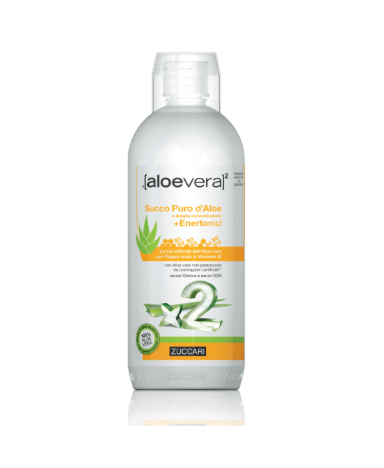 ALOEVERA2 SUCCO PURO D'ALOE DOPPIA CONCENTRAZIONE + ENERTONICI 1 LITRO - Farmafamily.it
