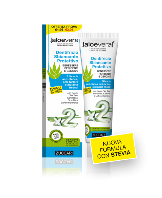 ALOEVERA2 DENTIFRICIO SBIANCANTE PROTETTIVO CON STEVIA 100 ML - Farmafamily.it