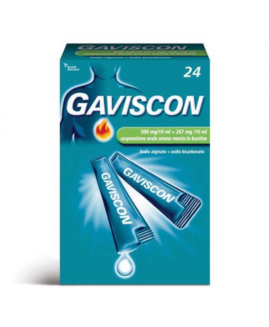 GAVISCON*24BUST 500+267MG/10ML - Farmafamily.it