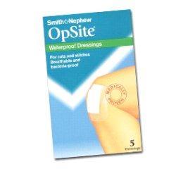 MEDICAZIONE POST OPERATORIA ADESIVA STERILE IN POLIURETANO SEMI PERMEABILE TRASPARENTE CON TAMPONE A BASSA ADERENZA OPSITE POST OP 6,5X5CM 5 PEZZI - Farmafamily.it