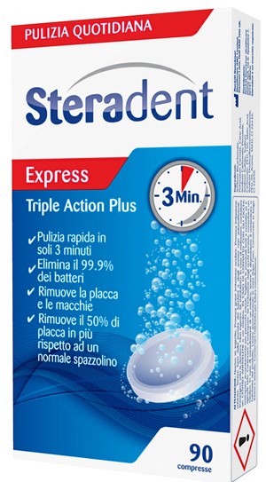 STERADENT TRIPLE ACTION PLUS 90 COMPRESSE PULENTI - Farmafamily.it