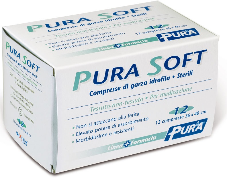 GARZA IN TESSUTO NON TESSUTO PURA SOFT 36X40CM 12 PEZZI - Farmafamily.it
