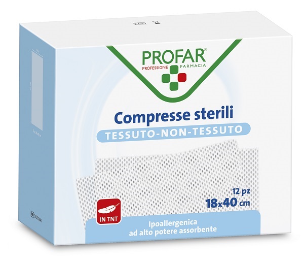 COMPRESSE IN TESSUTO NON TESSUTO 18 X 40 CM 12 PEZZI PROFAR - Farmafamily.it