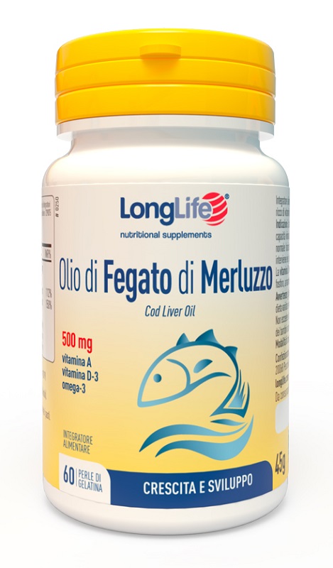 LONGLIFE OLIO FEGATO MERLUZZO 500 MG 60 PERLE IN GELATINA - Farmafamily.it