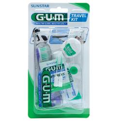 GUM TRAVEL KIT VIAGGIO 1 SPAZZOLINO PIEGHEVOLE GUM TRAVEL + 1 DENTIFRICIO VIAGGIO 12 ML + 1 ROCCHETTO FILO INTERDENTALE 10MT + 2 SCOVOLINI GOMMA GUM SOFT PICKS - Farmafamily.it