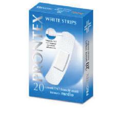 CEROTTO PRONTEX WHITE STRIPS IN TESSUTO NON TESSUTO BIANCO STERILE SCATOLA 20 CEROTTI MEDI - Farmafamily.it