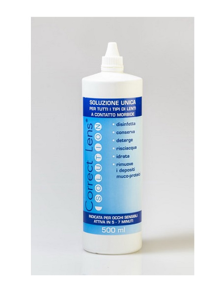 SOLUZIONE OCULARE PER LA CONSERVAZIONE E PULIZIA DELLE LENTIA CONTATTO CORRECT LENS SOLUTION 500ML - Farmafamily.it