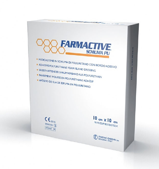 CEROTTO FARMACTIVE SCHIUMA IN POLIURETANO 10X10CM 10 PEZZI - Farmafamily.it