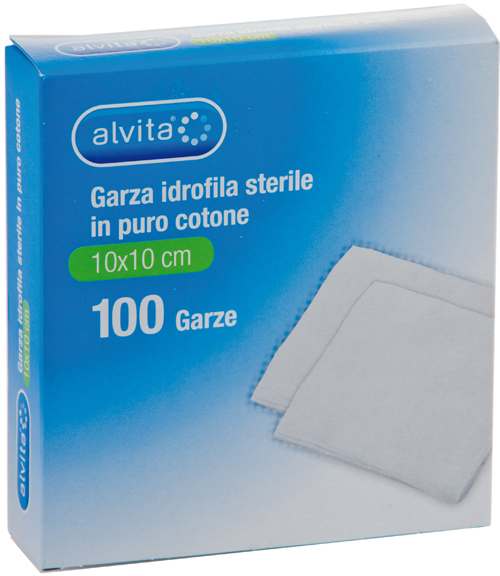 GARZA IDROFILA IN PURO COTONE ALVITA 10X10CM 100 PEZZI - Farmafamily.it