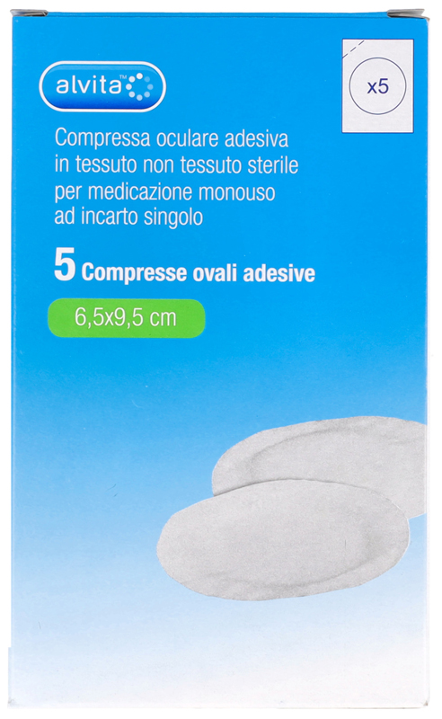 COMPRESSA OCULARE AUTOADESIVA ALVITA TNT OVALI 6,5X9,5CM 5 PEZZI - Farmafamily.it