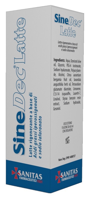 EMULSIONE PROFUMATA CONTENENTE OLIO OSSIGENATO PER PREVENZIONE E MEDICAZIONE DELLE ULCERE DA DECUBITO DI GRADO I SU PELLE INTEGRA SINEDEC LATTE 60ML - Farmafamily.it