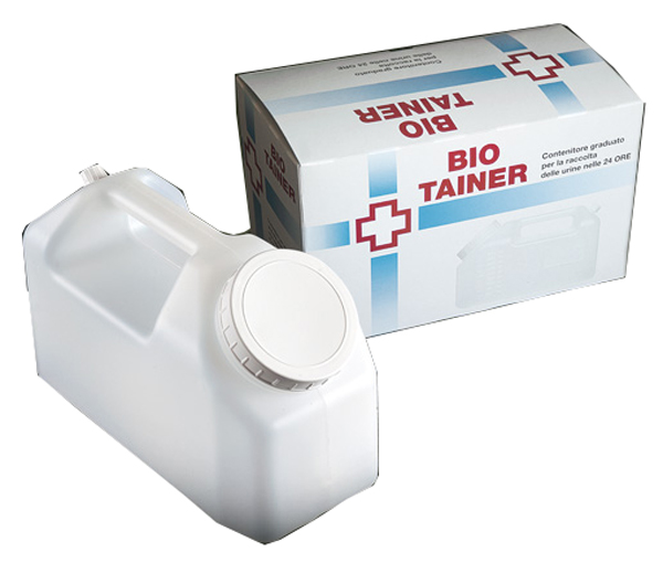 TANICA GRADUATA BIO TAINER PER RACCOLTA DI URINA NELLE 24 ORE 2500 ML CON TAPPINO DI PRELIEVO E MANICO 1 PEZZO - Farmafamily.it