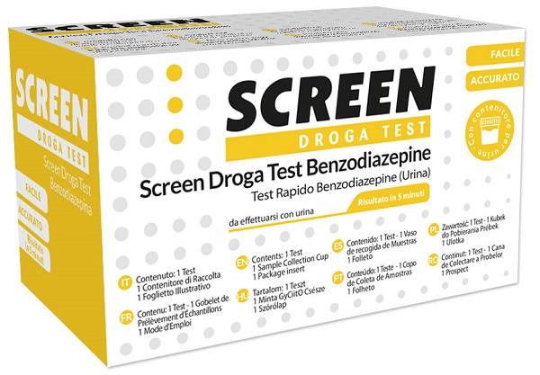 SCREEN DROGA TEST BENZODIAZEPINE TEST ANTIDROGA CON CONTENITORE URINA - Farmafamily.it
