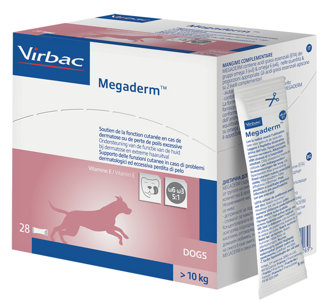 MEGADERM SUPPLEMENTO CANI SUPERIORI A 10 KG SCATOLA DA 28 SACCHETTI MONODOSE 4 ML - Farmafamily.it