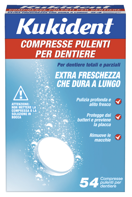 KUKIDENT CLEANSER FRESCH 54 COMPRESSE PULIZIA PROTESI DENTARIE - Farmafamily.it