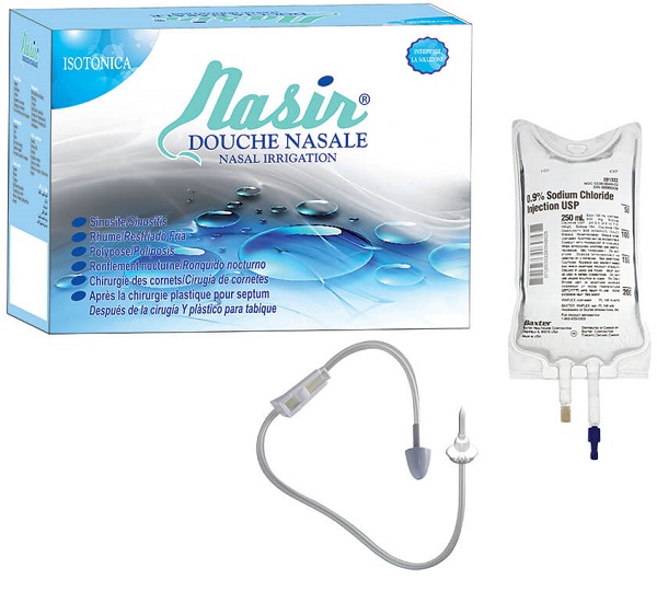 NASIR DOCCIA NASALE CON SOLUZIONE FISIOLOGICA ISOTONICA 6 SACCHE 500 ML + 1 BLISTER - Farmafamily.it