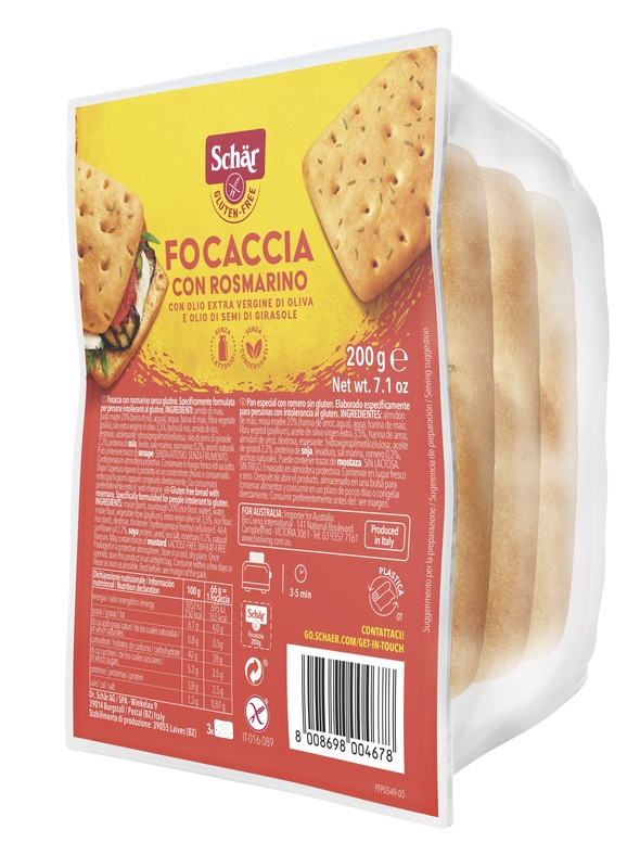 SCHAR FOCACCIA CON ROSMARINO SENZA LATTOSIO 200 G - Farmafamily.it