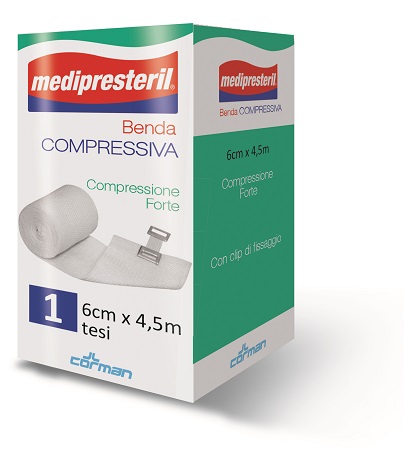 BENDA ELASTICA MEDIPRESTERIL COMPRESSIONE FORTE 6X450CM - Farmafamily.it