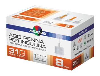 AGO PER PENNA DA INSULINA MASTER-AID 31 GAUGE 8 MM 100 PEZZI - Farmafamily.it