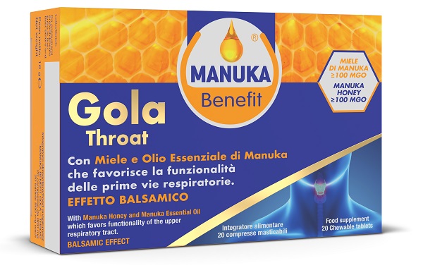 MANUKA BENEFIT GOLA THROAT 20 COMPRESSE MASTICABILI - Farmafamily.it