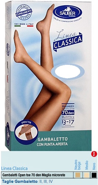 SAUBER GAMBALETTO OPEN TOE MAGLIA MICRORETE 70 DEN COLORE MEDIO TAGLIA 3 LINEA CLASSICA - Farmafamily.it